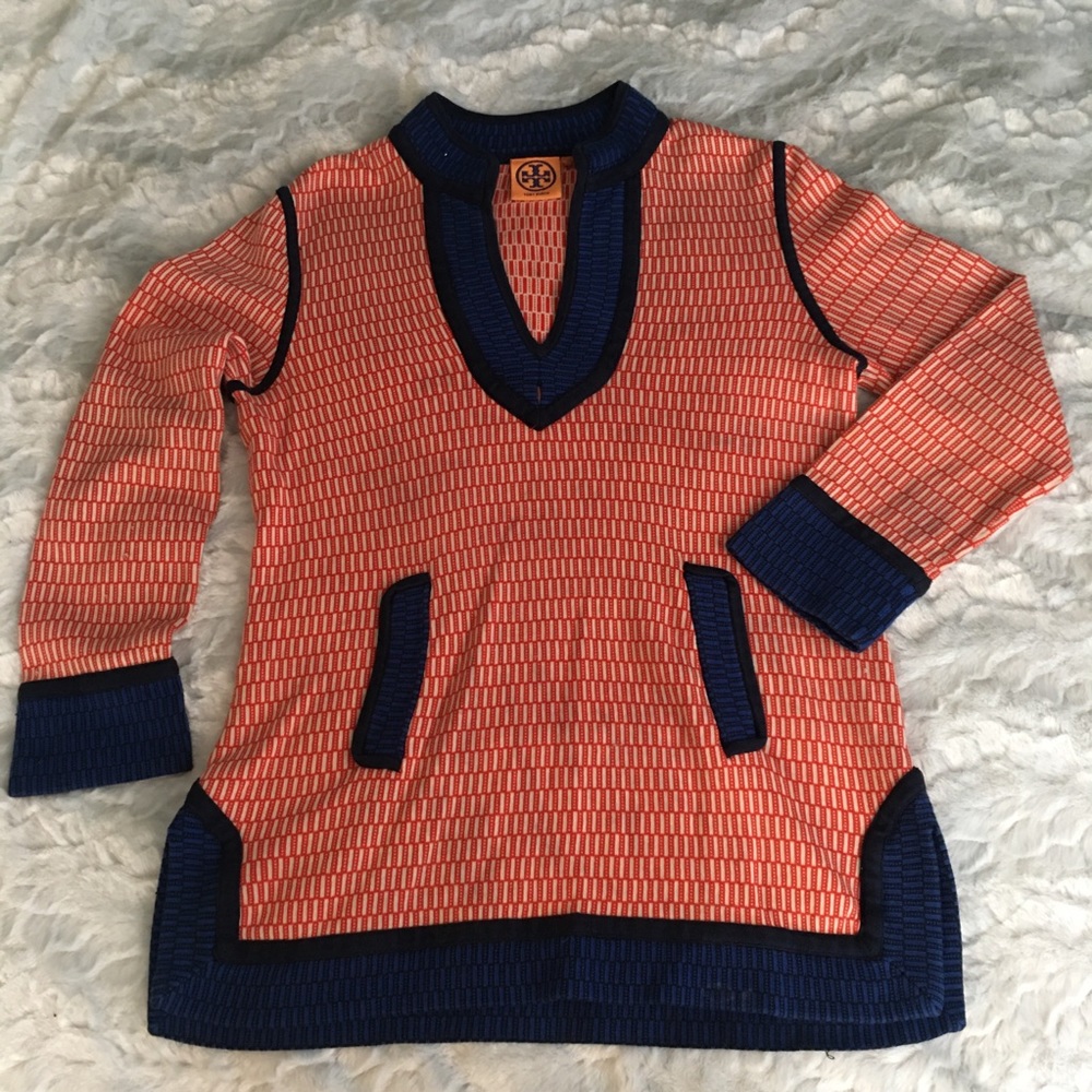 TORY BURCH SMALL PATTERN PULLOVER SWEATSHIRT TUNIC